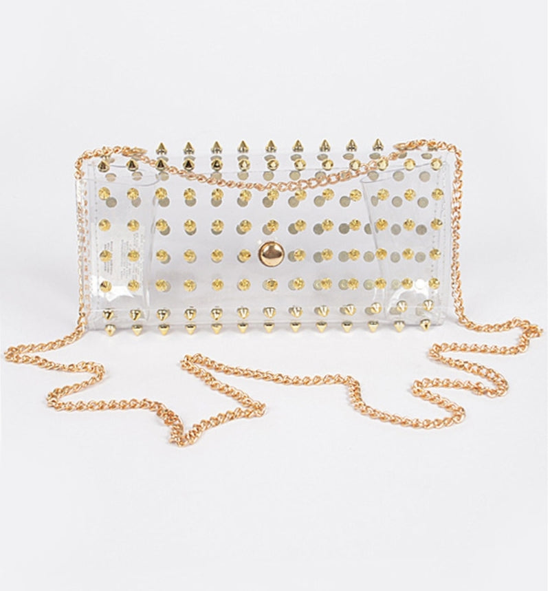 Clear and gold clutch handbag- trendznstuff