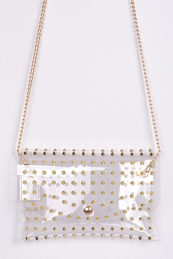 Spiky Gold and Clear Purse - Trendznstuff